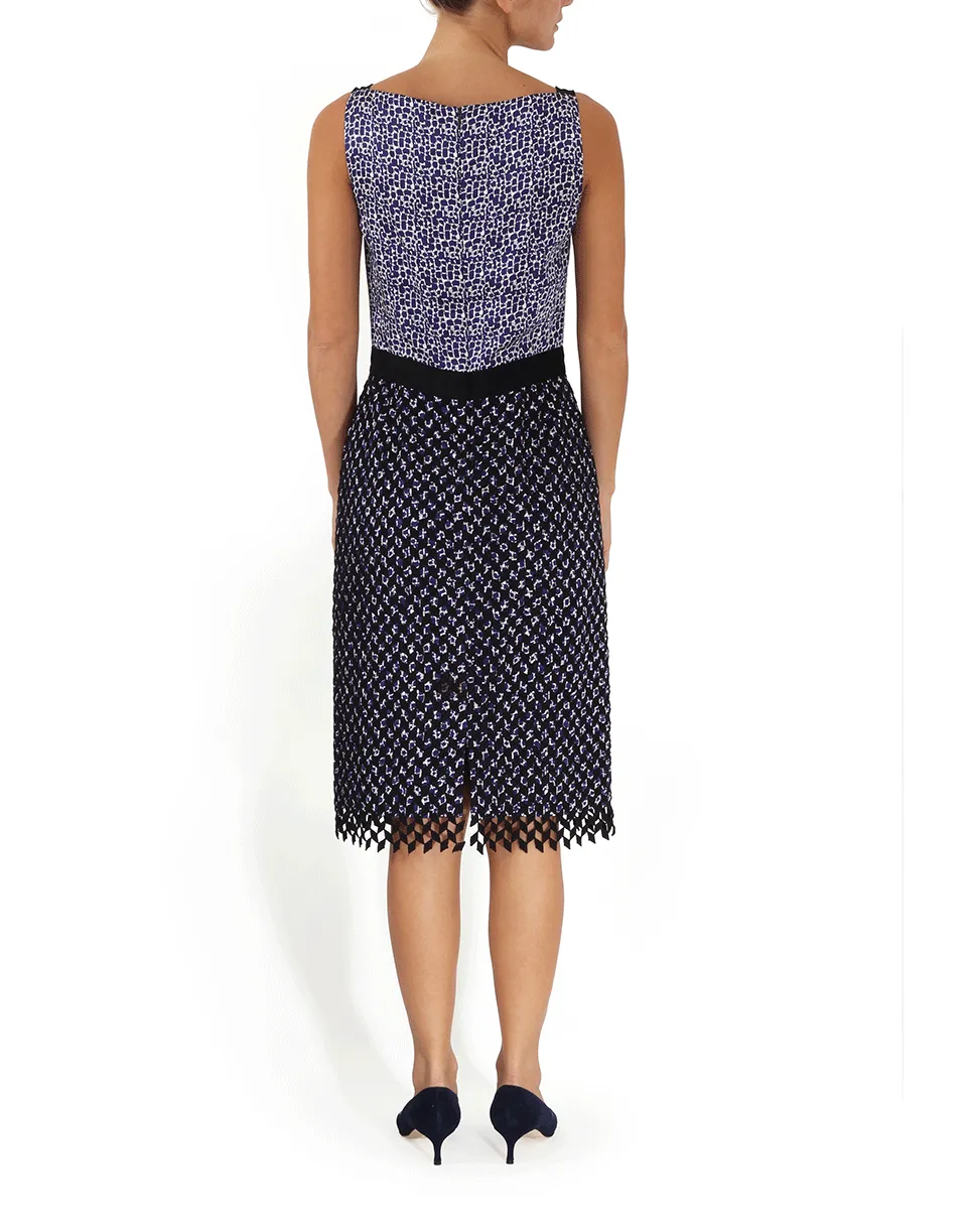 Hammered Silk Embroidered Pencil Dress