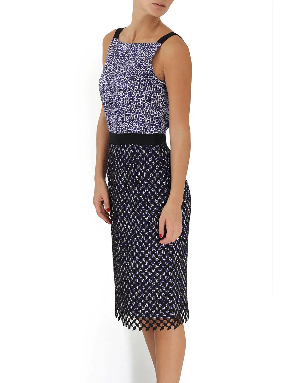 Hammered Silk Embroidered Pencil Dress