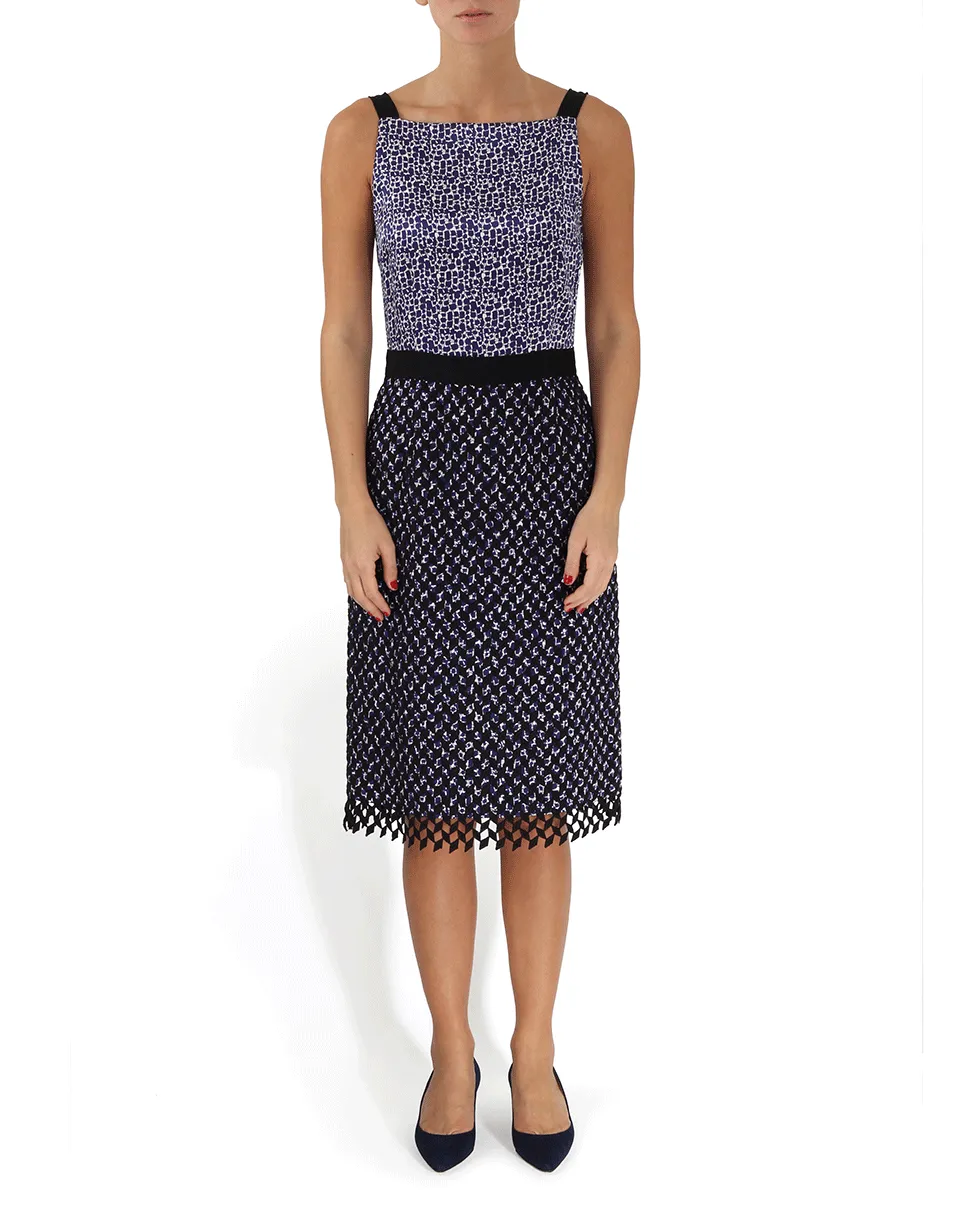 Hammered Silk Embroidered Pencil Dress
