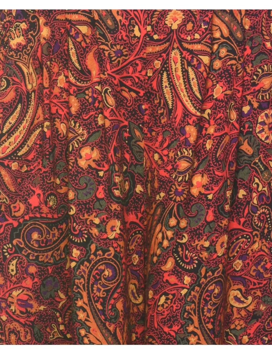 Multi-Colour Wide Leg Paisley Print Trousers - W27 L17
