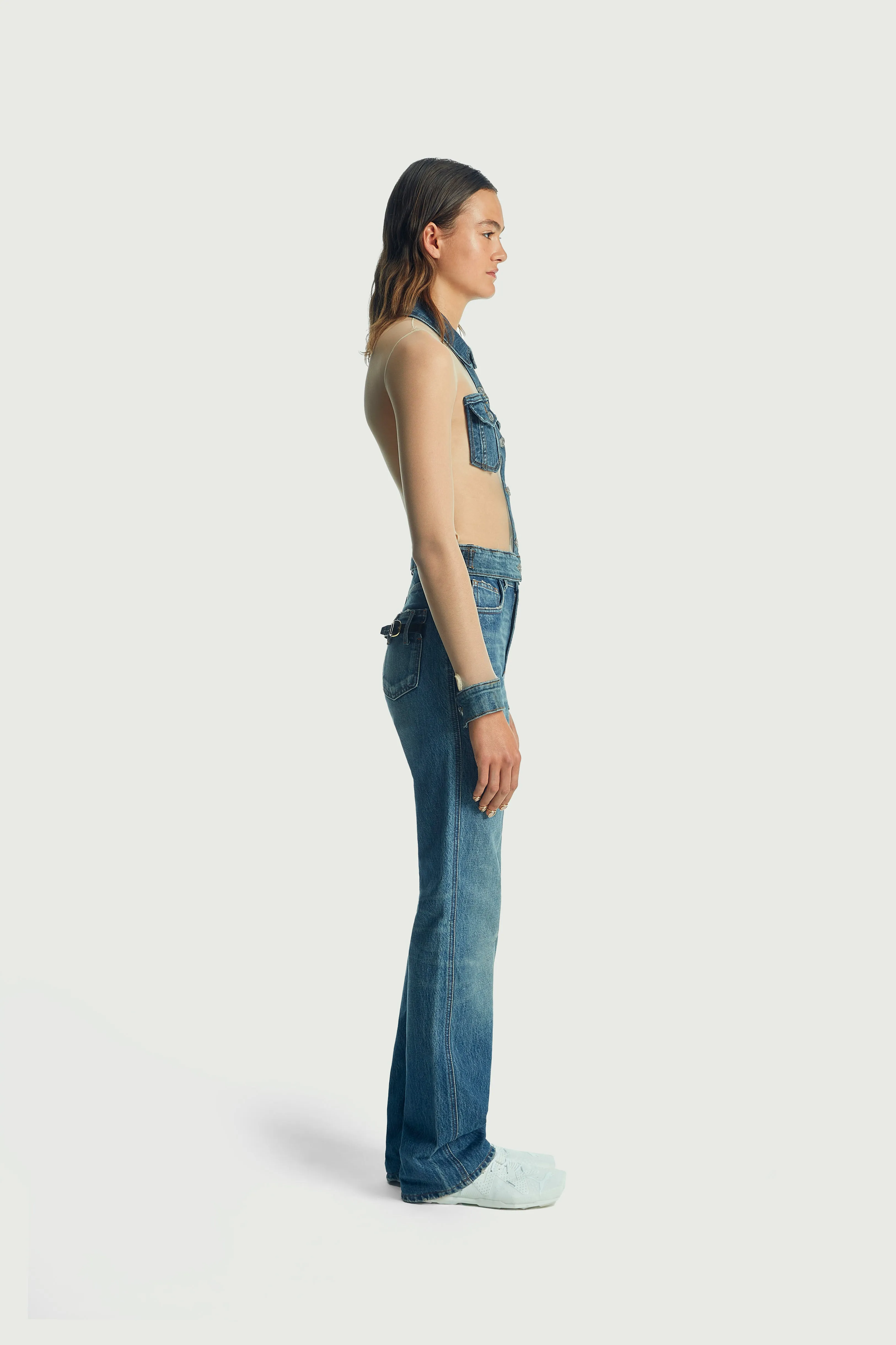 Tulle Illusion Denim Top