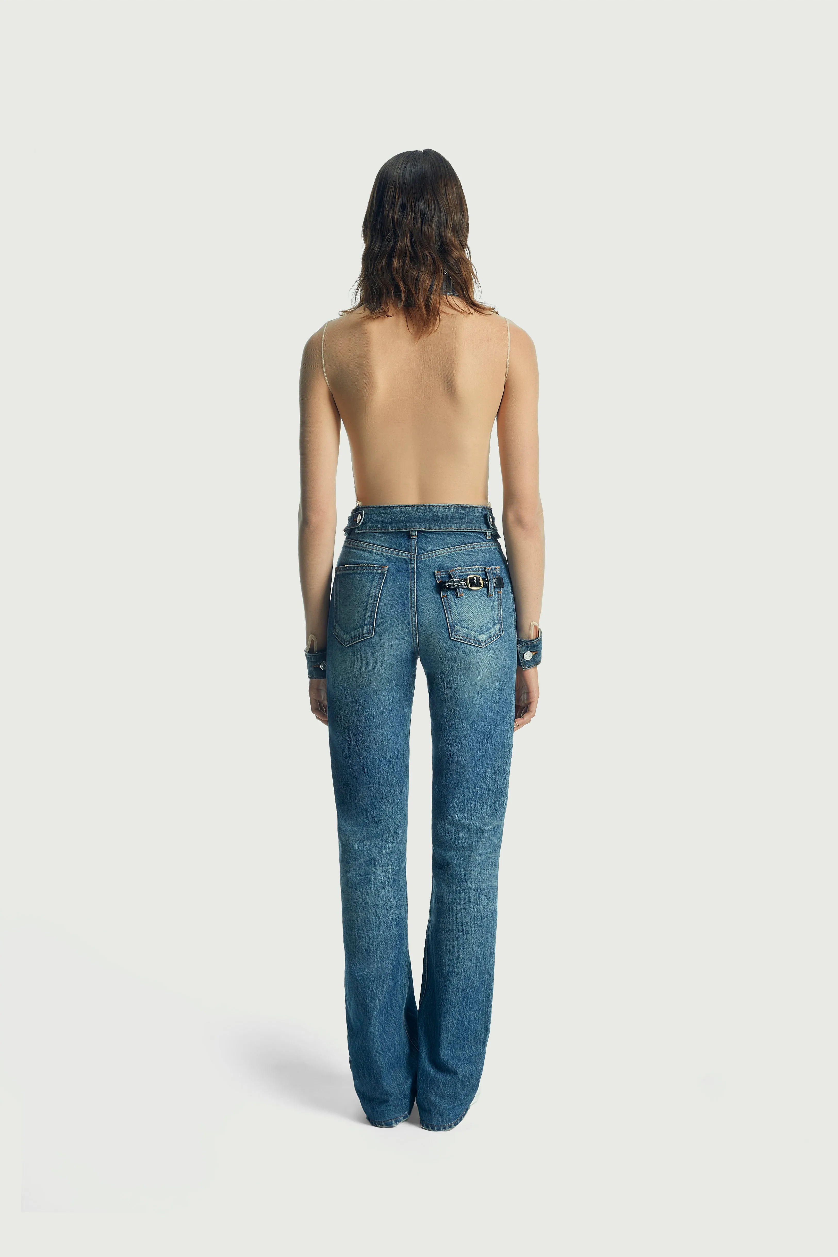 Tulle Illusion Denim Top